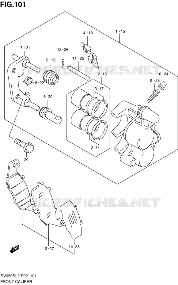 ETRIER DE FREIN AVANT (SV650SAL2 E24) Suzuki MOTO 650 SV 2012  SV650SAL2(E24)