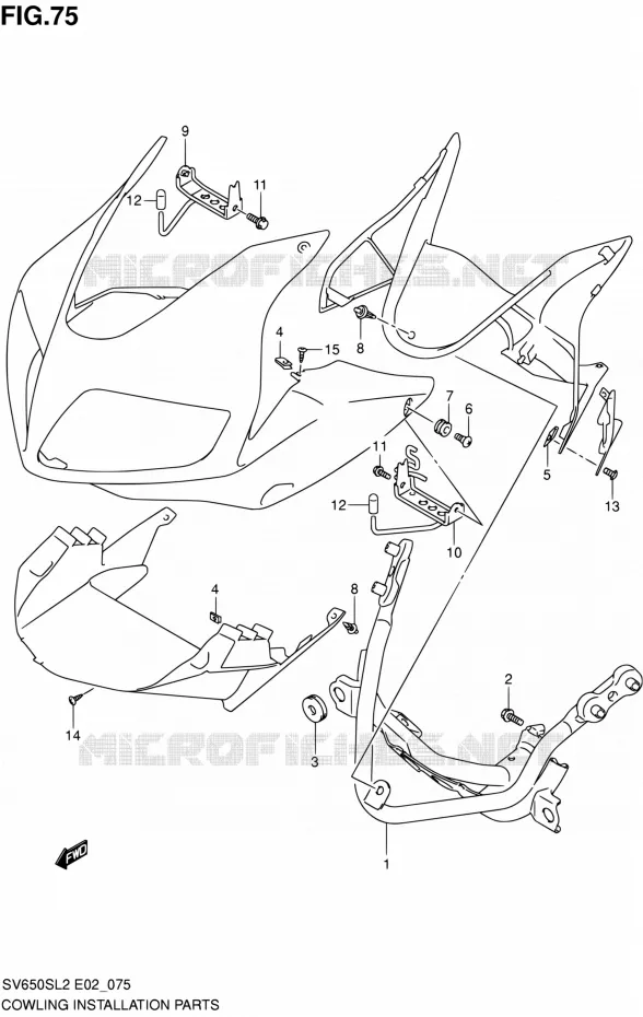 SUPPORTS / FIXATIONS CARENAGES Suzuki MOTO 650 SV 2012  SV650SAL2(E24)