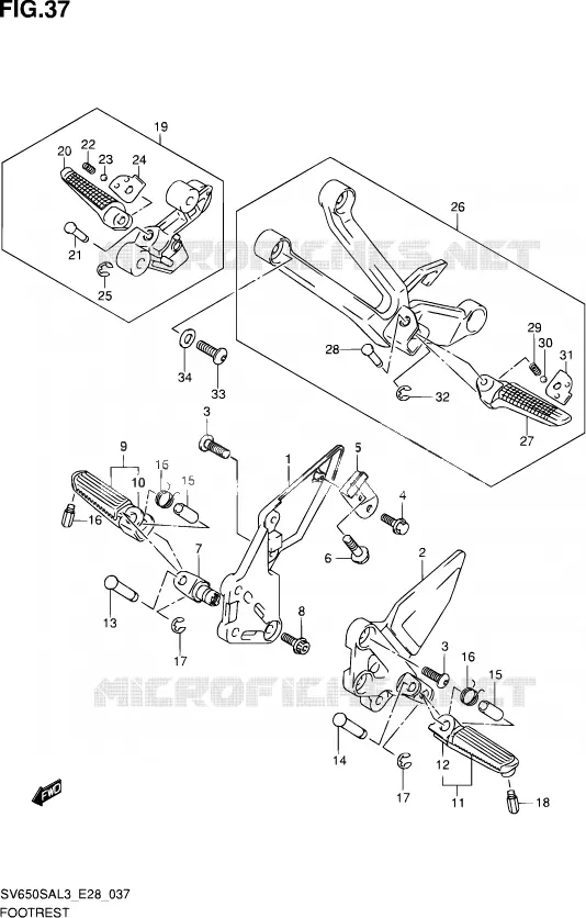 REPOSE PIED Suzuki MOTO 650 SV-S 2013  SV650SA L3 (E03,E28,E33)