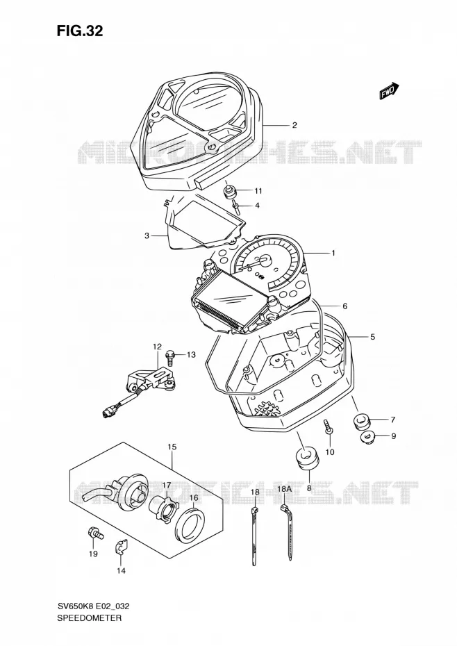 COMPTEUR (SV650SK8/SK9/SUK8/SUK9/SL0/SUL0) Suzuki MOTO 650 SV 2008  SV650SUK8(E19)