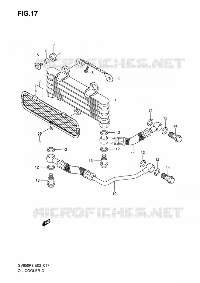 RADIATEUR D'HUILE Suzuki MOTO 650 SV 2008  SV650SUK8(E19)