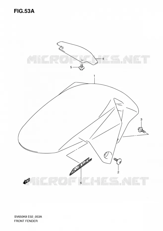 GARDE BOUE AVANT (MODEL K9) Suzuki MOTO 650 SV-S 2009  SV650SUK9(E19)