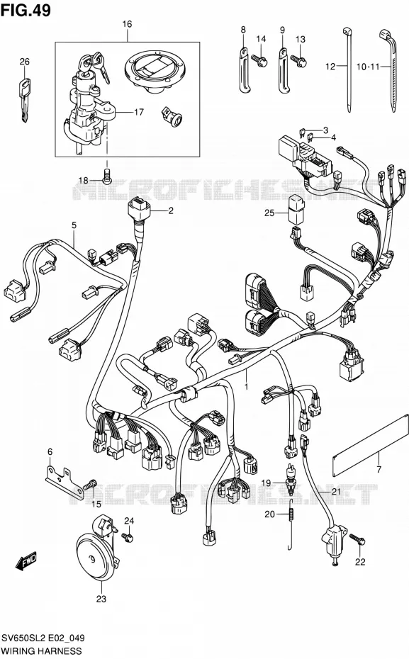 FAISCEAU ELECTRIQUE (SV650SL2 E24) Suzuki MOTO 650 SV 2012  SV650SUL2(E24)