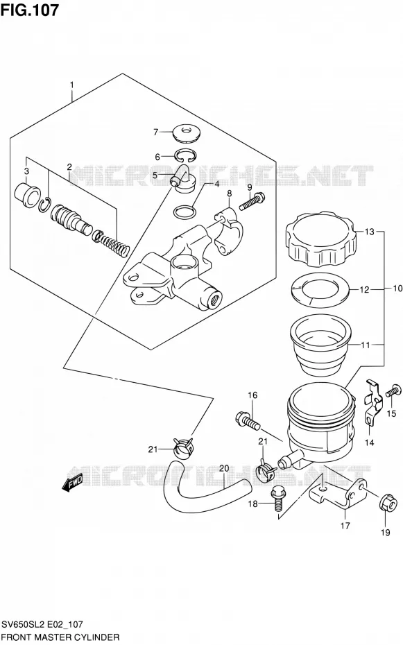 MAITRE CYLINDRE AVANT (SV650SL2 E24) Suzuki MOTO 650 SV 2012  SV650SUL2(E24)