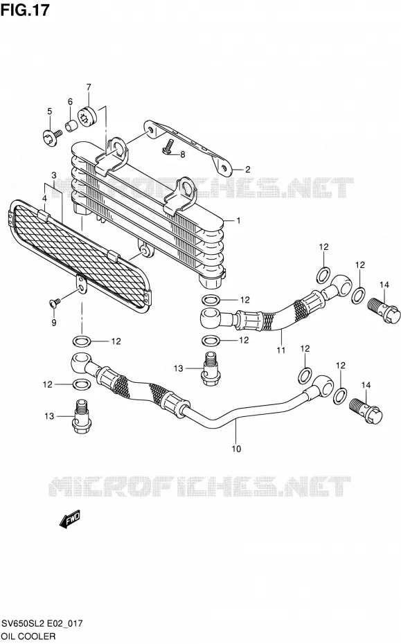 RADIATEUR D'HUILE Suzuki MOTO 650 SV 2012  SV650SUL2(E24)