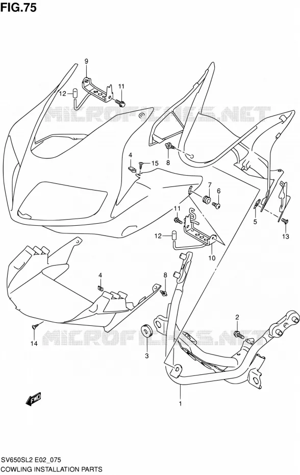 SUPPORTS / FIXATIONS CARENAGES Suzuki MOTO 650 SV 2012  SV650SUL2(E24)