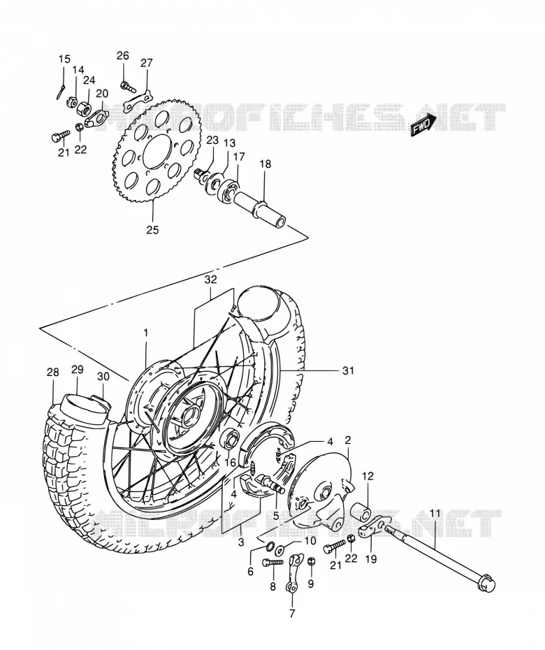 ROUE ARRIERE Suzuki MOTO 185 TS 1997  TS185ERCV