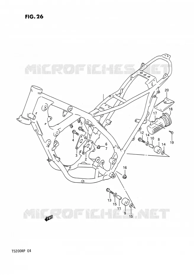 CADRE Suzuki MOTO 200 TS-R 1991  TS200R M (E02,E04,E24)