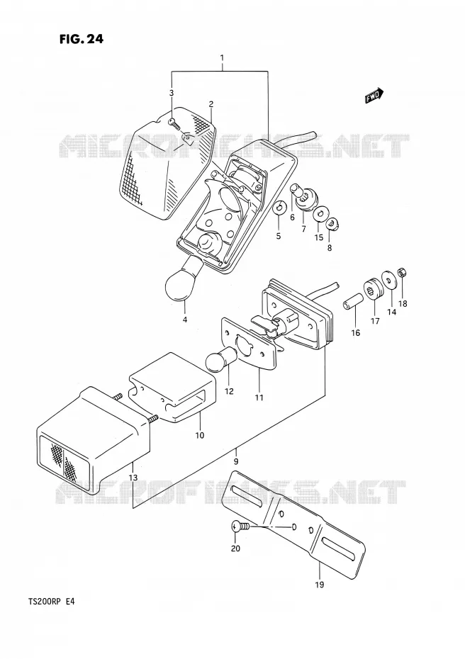 ENSEMBLE FEU ARRIERE Suzuki MOTO 200 TS-R 1991  TS200R M (E02,E04,E24)