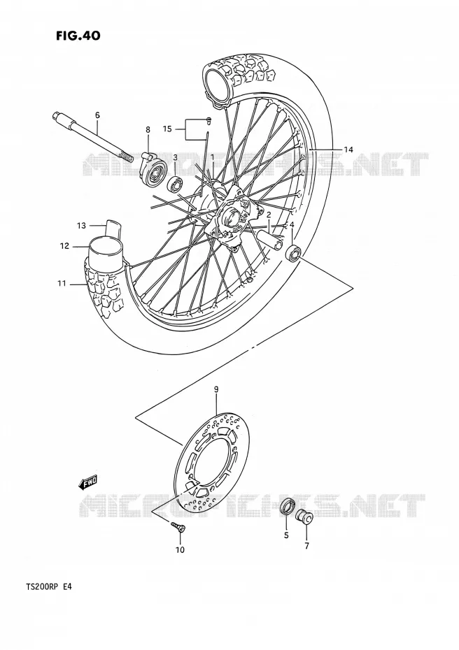 ROUE AVANT (E02,E04) Suzuki MOTO 200 TS-R 1991  TS200R M (E02,E04,E24)