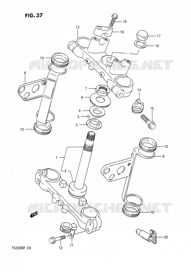 TE DE FOURCHE (E24) Suzuki MOTO 200 TS-R 1991  TS200R M (E02,E04,E24)