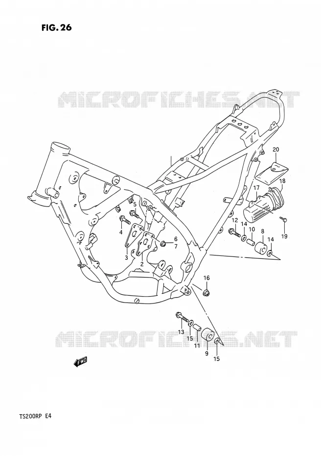 CADRE Suzuki MOTO 200 TS-R 1992  TS200R N (E02,E04,E24)