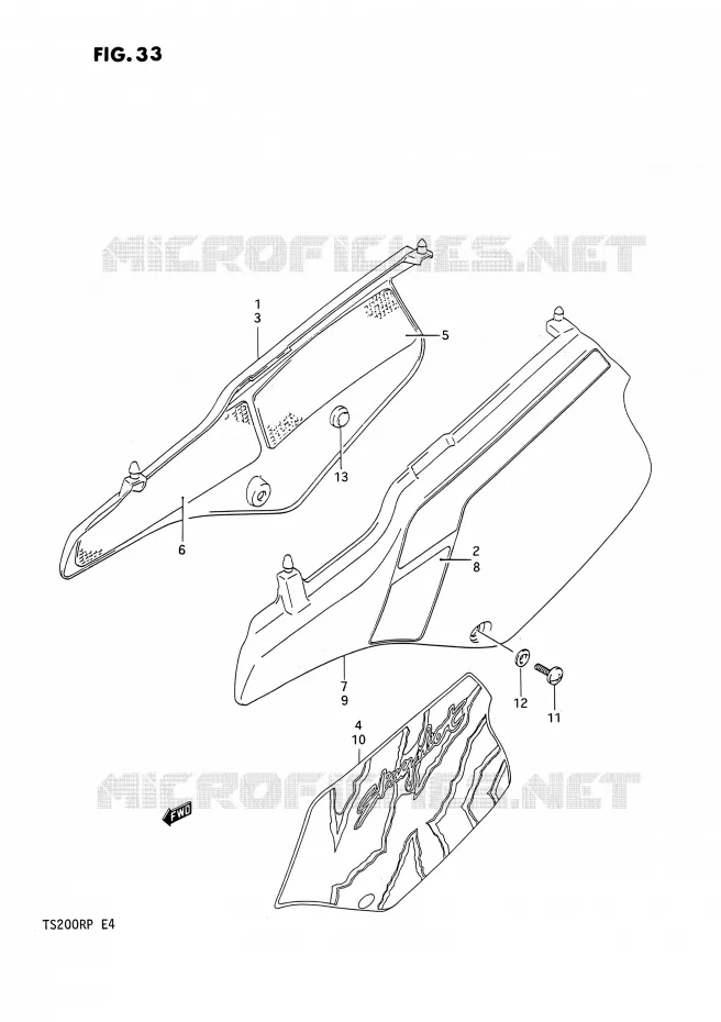 CARENAGES ARRIERE  (MODELE M/N) Suzuki MOTO 200 TS-R 1992  TS200R N (E02,E04,E24)