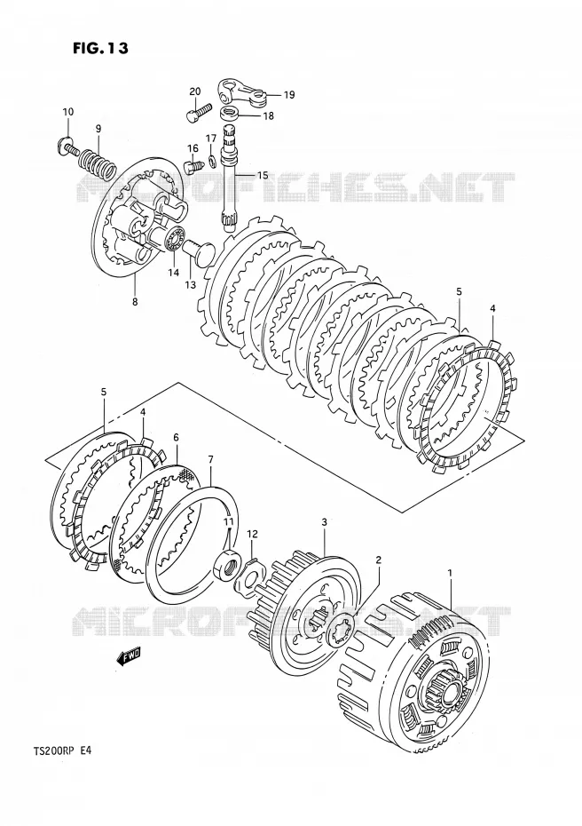 EMBRAYAGE Suzuki MOTO 200 TS-R 1992  TS200R N (E02,E04,E24)