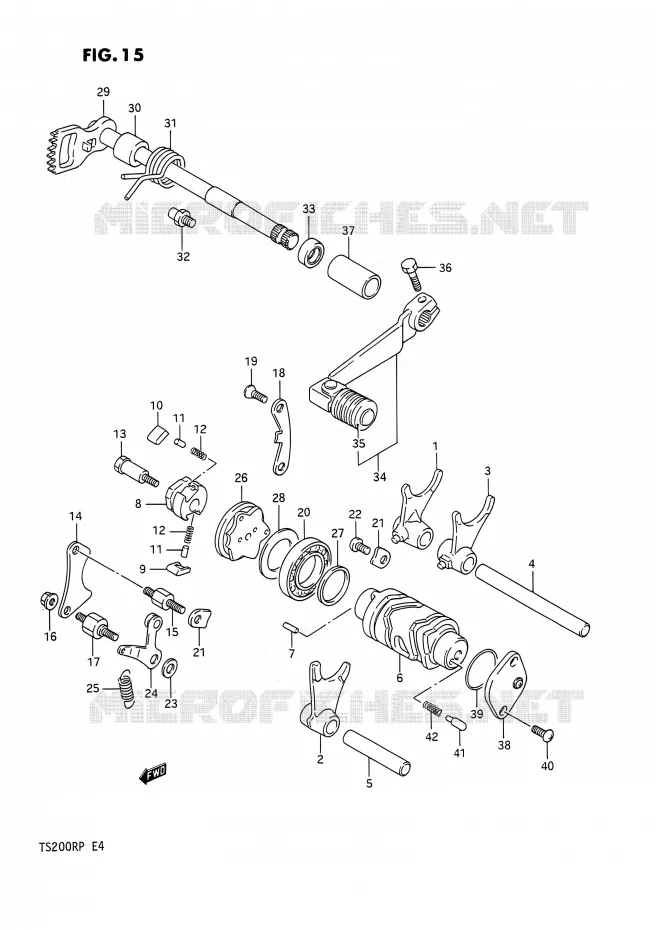 ENSEMBLE SELECTEUR DE VITESSES Suzuki MOTO 200 TS-R 1992  TS200R N (E02,E04,E24)