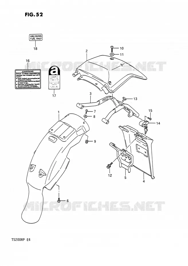 GARDE BOUE ARRIERE Suzuki MOTO 200 TS-R 1992  TS200R N (E02,E04,E24)