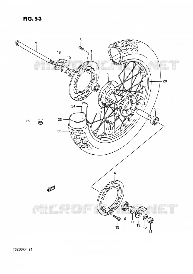 ROUE ARRIERE Suzuki MOTO 200 TS-R 1992  TS200R N (E02,E04,E24)