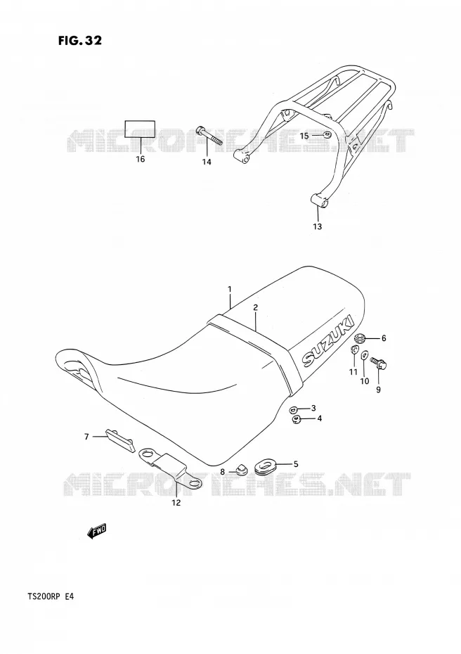 SELLE Suzuki MOTO 200 TS-R 1992  TS200R N (E02,E04,E24)