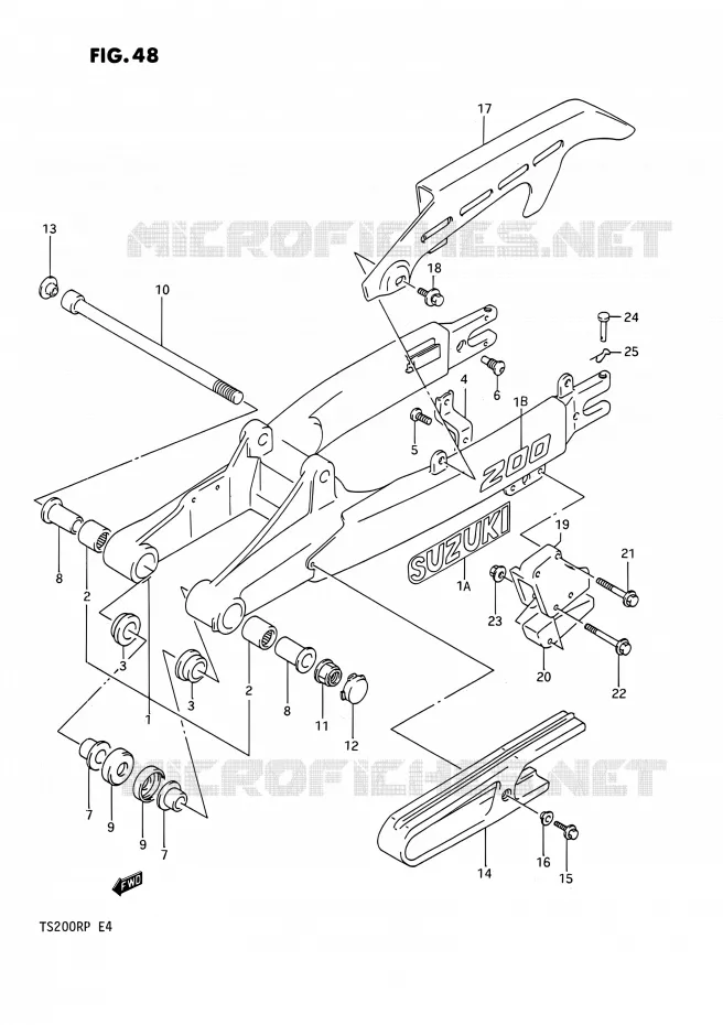 BRAS OSCILLANT ARRIERE (E02,E04) Suzuki MOTO 200 TS-R 1993  TS200R P (E04,E24)