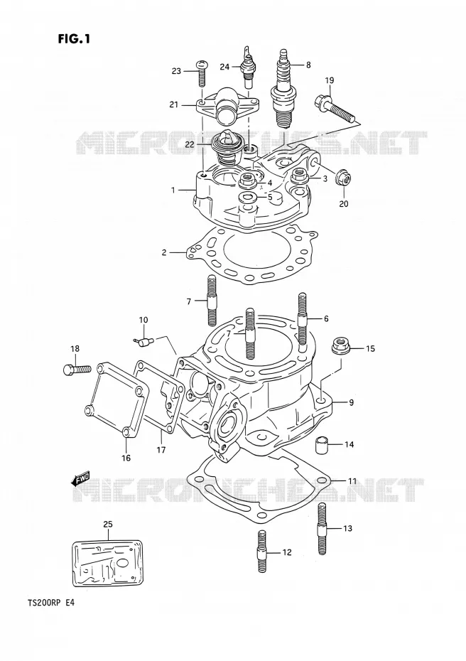 CYLINDRE Suzuki MOTO 200 TS-R 1993  TS200R P (E04,E24)
