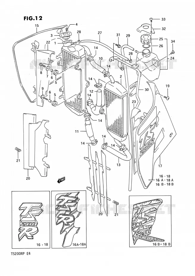 RADIATEUR Suzuki MOTO 200 TS-R 1993  TS200R P (E04,E24)