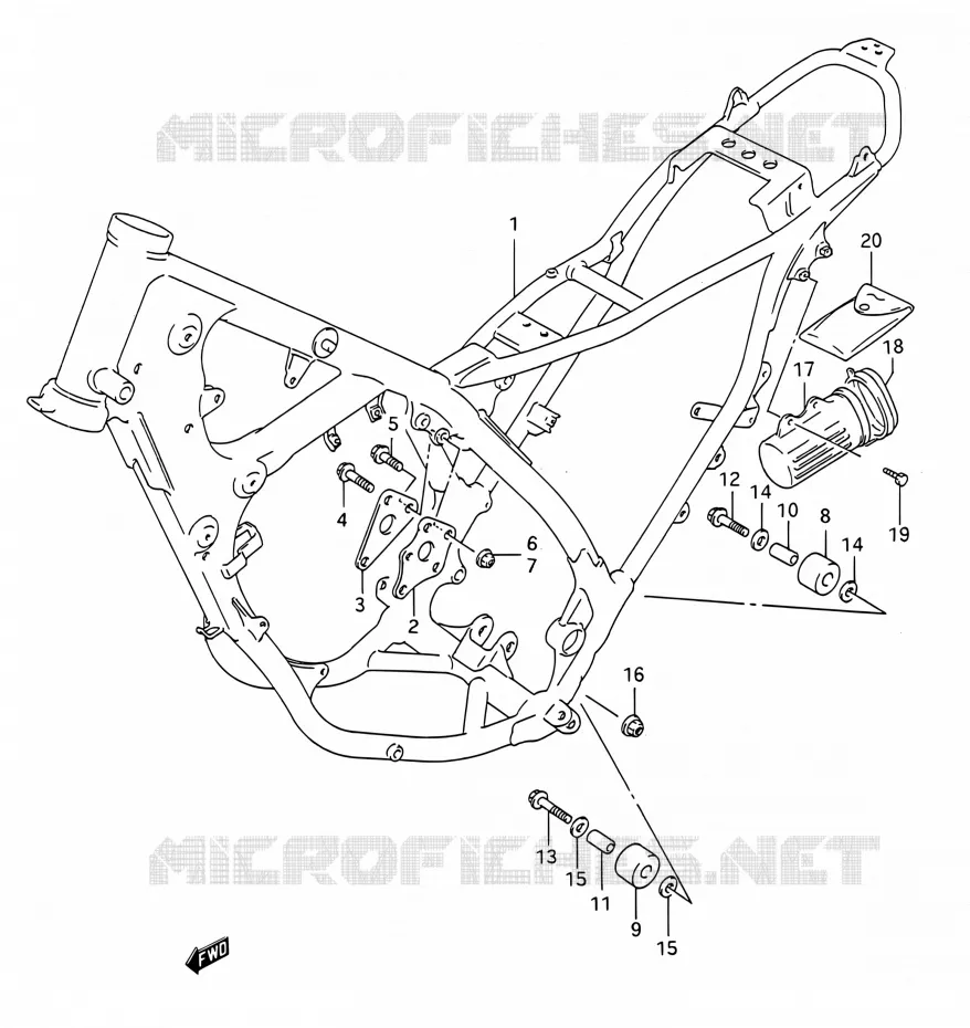 CADRE Suzuki MOTO 200 TS-R 1991  TS200R M (E03,E28,E33)