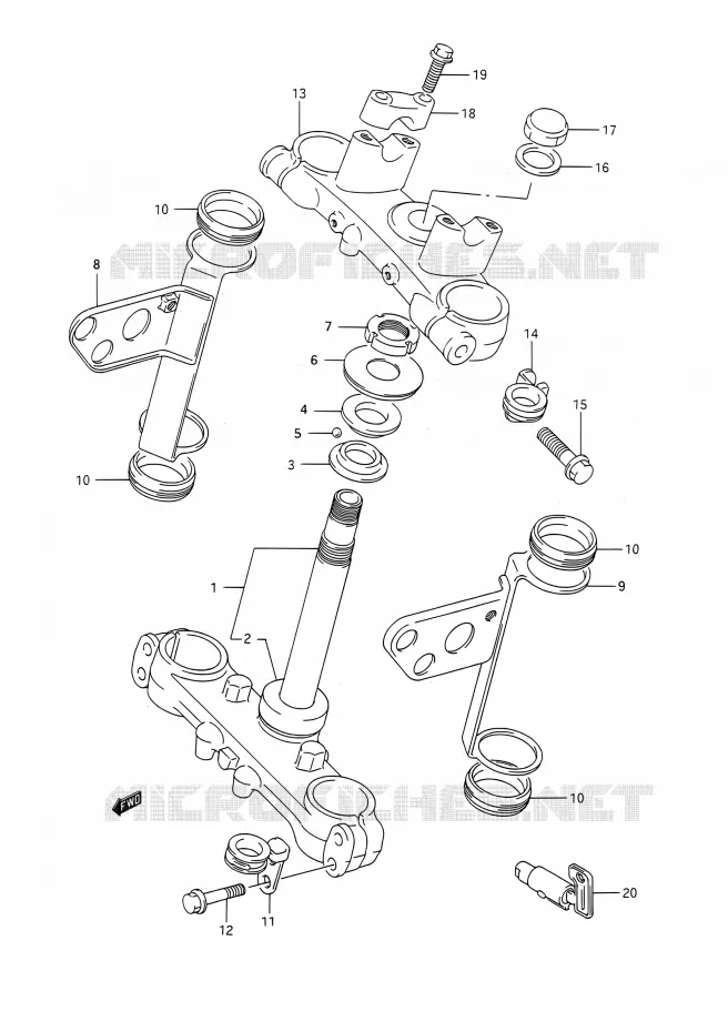 COLONNE DE DIRECTION Suzuki MOTO 200 TS-R 1991  TS200R M (E03,E28,E33)