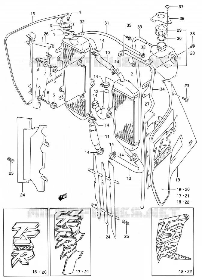 RADIATEUR Suzuki MOTO 200 TS-R 1991  TS200R M (E03,E28,E33)