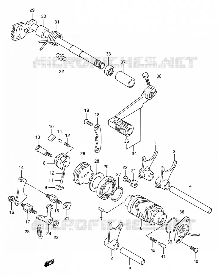 ENSEMBLE SELECTEUR DE VITESSES Suzuki MOTO 200 TS-R 1992  TS200R N (E03,E28,E33)