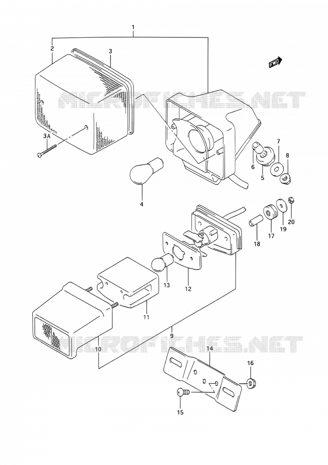 FEU ARRIERE Suzuki MOTO 200 TS-R 1992  TS200R N (E03,E28,E33)
