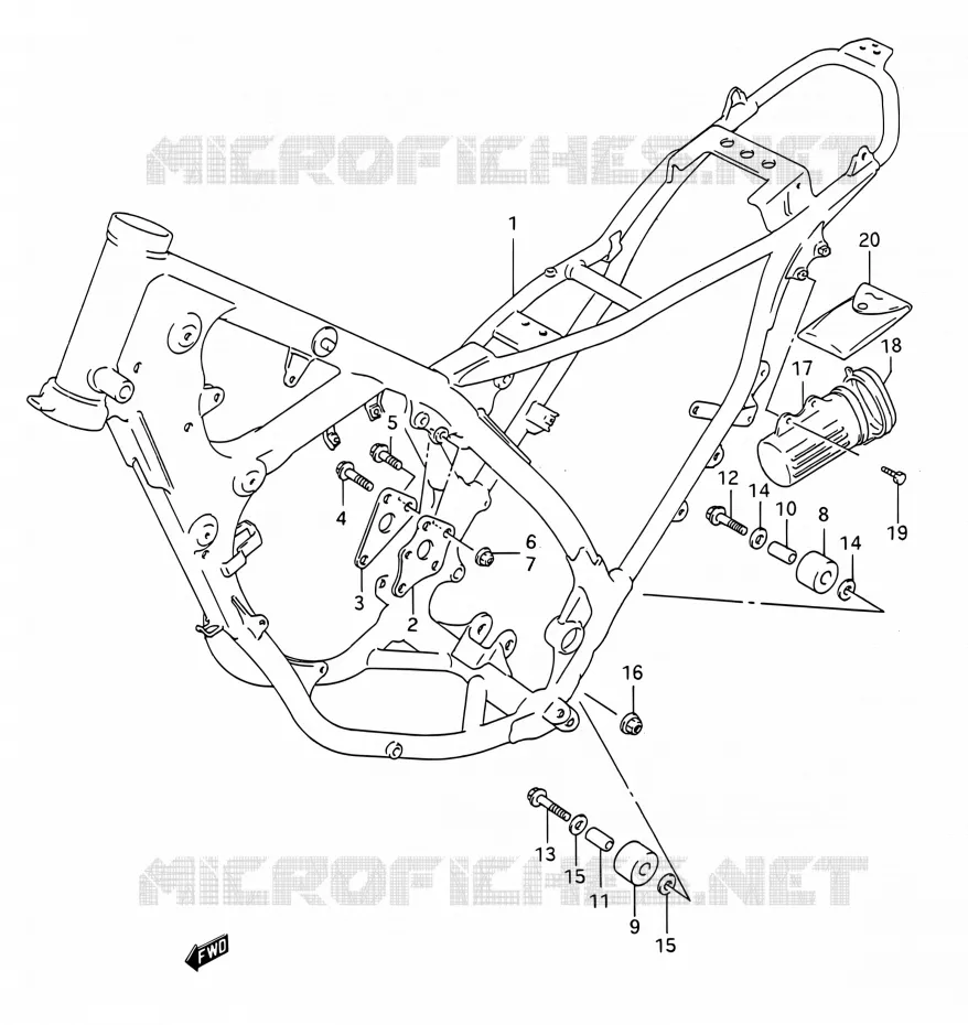 CADRE Suzuki MOTO 200 TS-R 1993  TS200R P (E03,E28,E33)