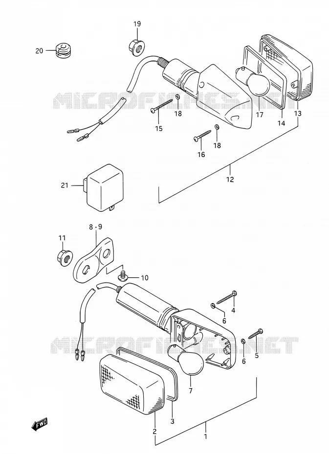 CLIGNOTANTS Suzuki MOTO 200 TS-R 1993  TS200R P (E03,E28,E33)
