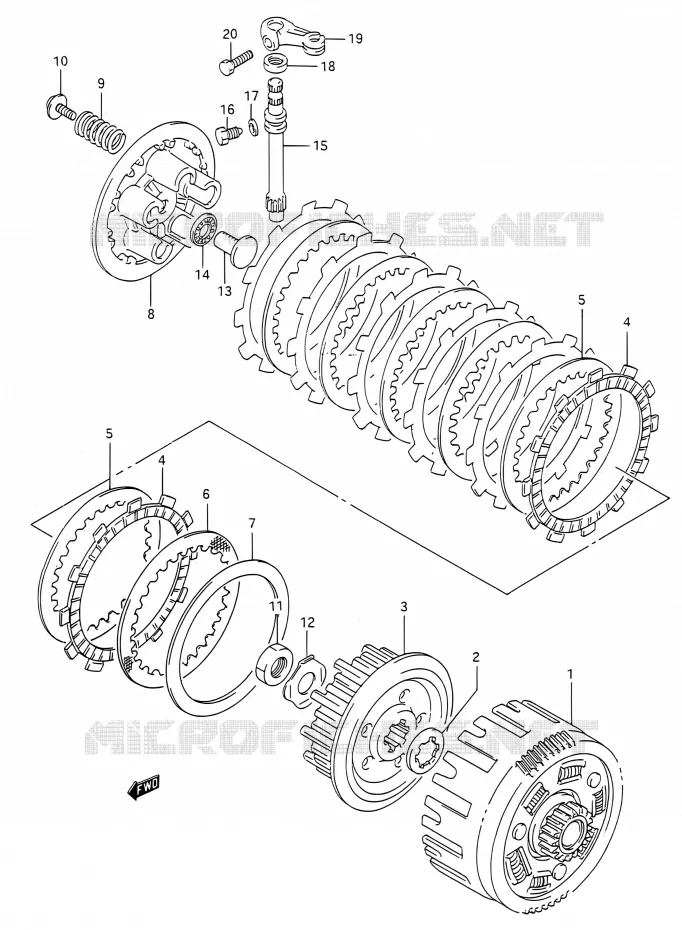 EMBRAYAGE Suzuki MOTO 200 TS-R 1993  TS200R P (E03,E28,E33)