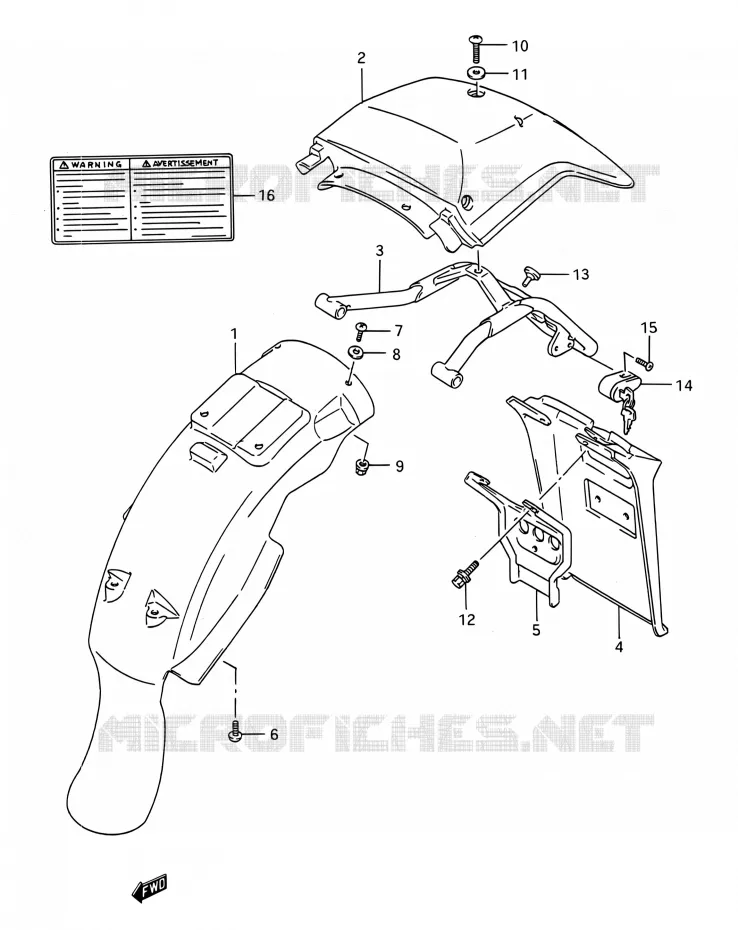 GARDE BOUE ARRIERE Suzuki MOTO 200 TS-R 1993  TS200R P (E03,E28,E33)