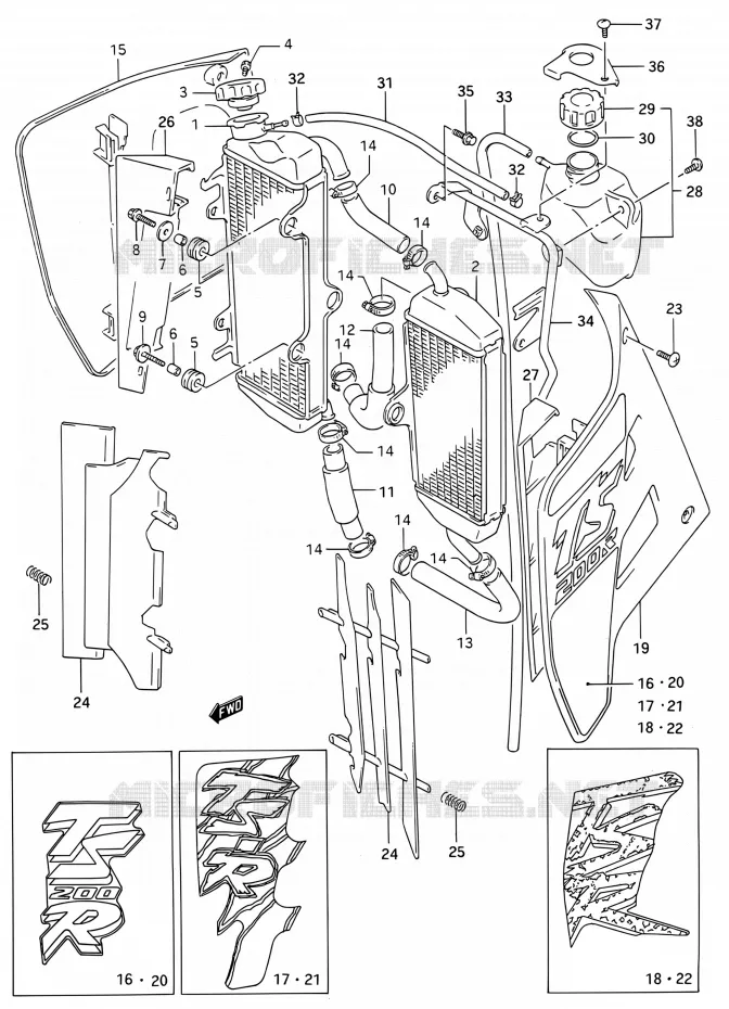 RADIATEUR Suzuki MOTO 200 TS-R 1993  TS200R P (E03,E28,E33)
