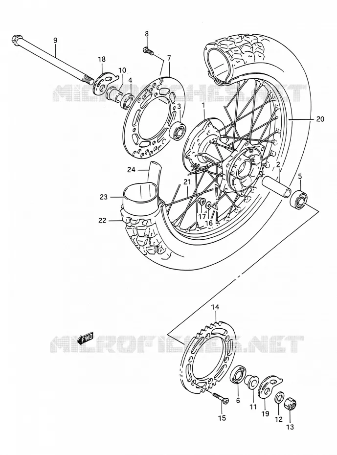 ROUE ARRIERE Suzuki MOTO 200 TS-R 1993  TS200R P (E03,E28,E33)