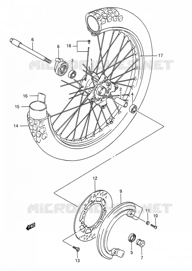 ROUE AVANT Suzuki MOTO 200 TS-R 1993  TS200R P (E03,E28,E33)