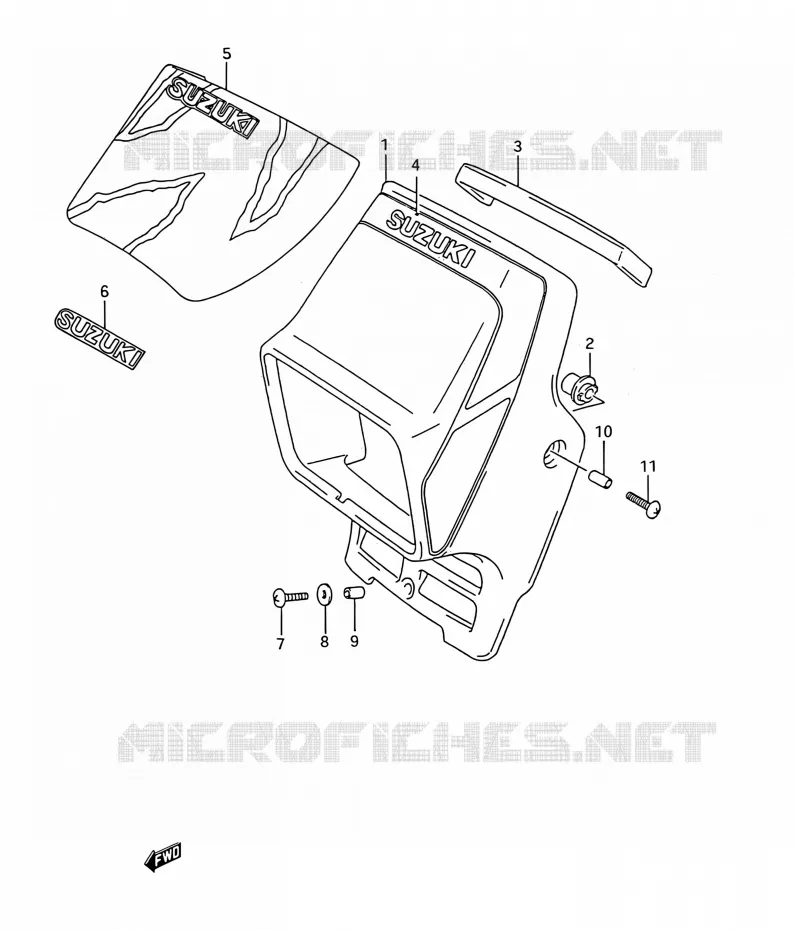 SUPPORT - CARENAGES DE PHARE Suzuki MOTO 200 TS-R 1993  TS200R P (E03,E28,E33)