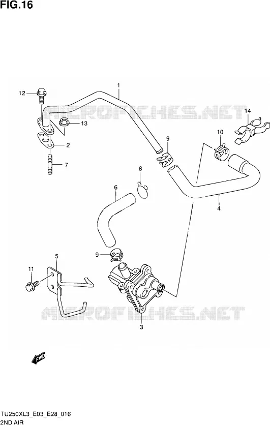 SYSTEME RECYCLAGE GAZ ECHAPPEMENT Suzuki MOTO 250 TU 2013  TU250X L3 (E03,E28,E33)