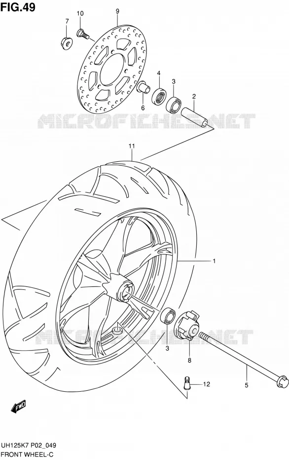 ROUE AVANT Suzuki SCOOTER 125 BURGMAN 2008  UH125K8(E02)