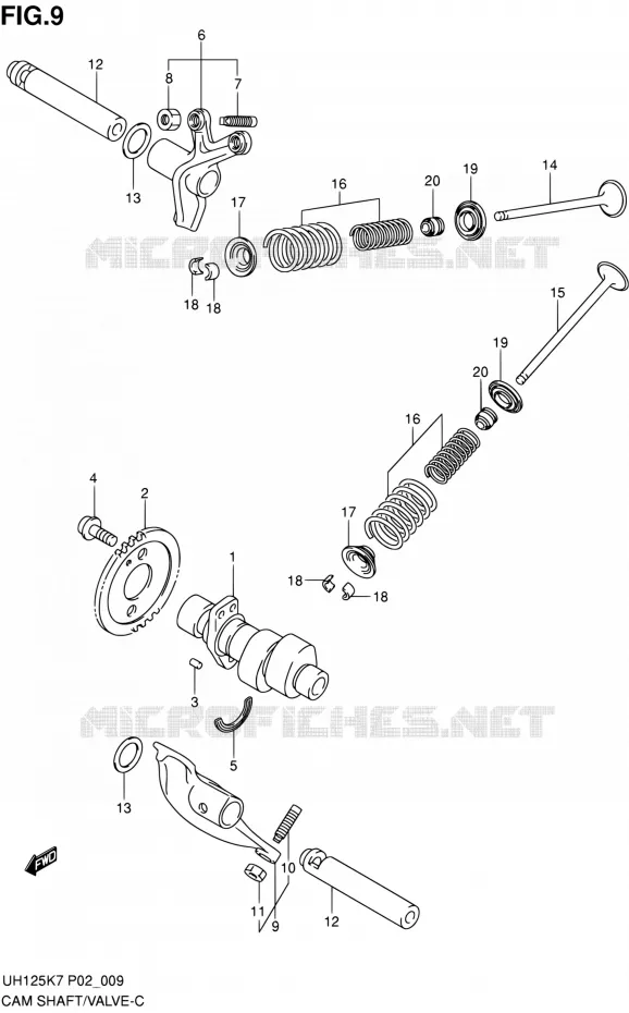 ARBRE A CAMES - VALVE Suzuki SCOOTER 125 BURGMAN 2009  UH125K9(E19)