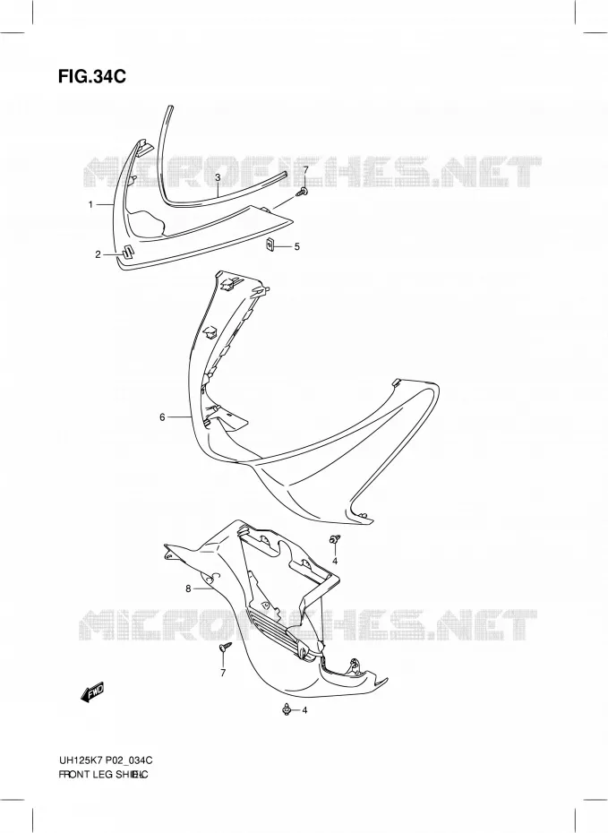 CARENAGES AVANT (MODEL L0) Suzuki SCOOTER 125 BURGMAN 2010  UH125L0(E02)