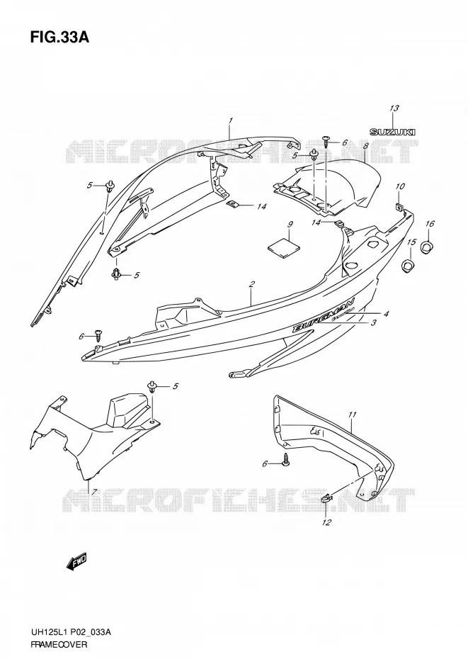 CARENAGES ARRIERE (MODEL EXECUTIVE P19) Suzuki SCOOTER 125 BURGMAN 2011  UH125L1(P19)