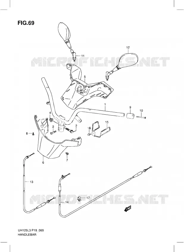 GUIDON (UH125GL3 P19) Suzuki SCOOTER 125 BURGMAN 2013  UH125 L3/UH125Z L3/UH125ZE L3 (P19)