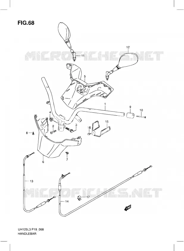 GUIDON (UH125L3 P19) Suzuki SCOOTER 125 BURGMAN 2013  UH125 L3/UH125Z L3/UH125ZE L3 (P19)