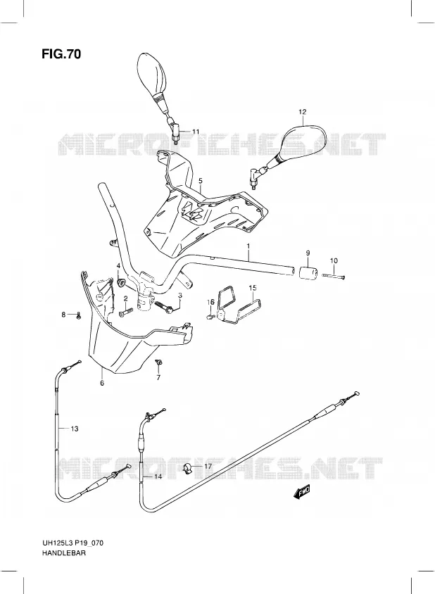 GUIDON (UH125ZL3 P19) Suzuki SCOOTER 125 BURGMAN 2012  UH125 L3/UH125Z L3/UH125ZE L3 (P19)