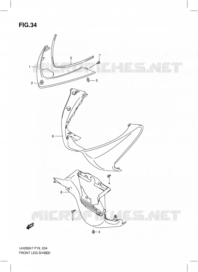 CARENAGES AVANT (MODEL K7) Suzuki SCOOTER 200 BURGMAN 2007  UH200K7(E19)