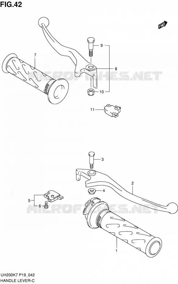 ENSEMBLE LEVIERS - POIGNEES Suzuki SCOOTER 200 BURGMAN 2007  UH200K7(E19)