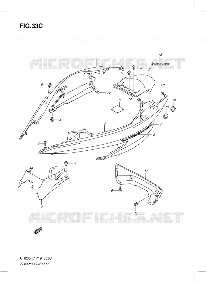 CARENAGES ARRIERE (MODEL L0) Suzuki SCOOTER 200 BURGMAN 2010  UH200L0(E02)