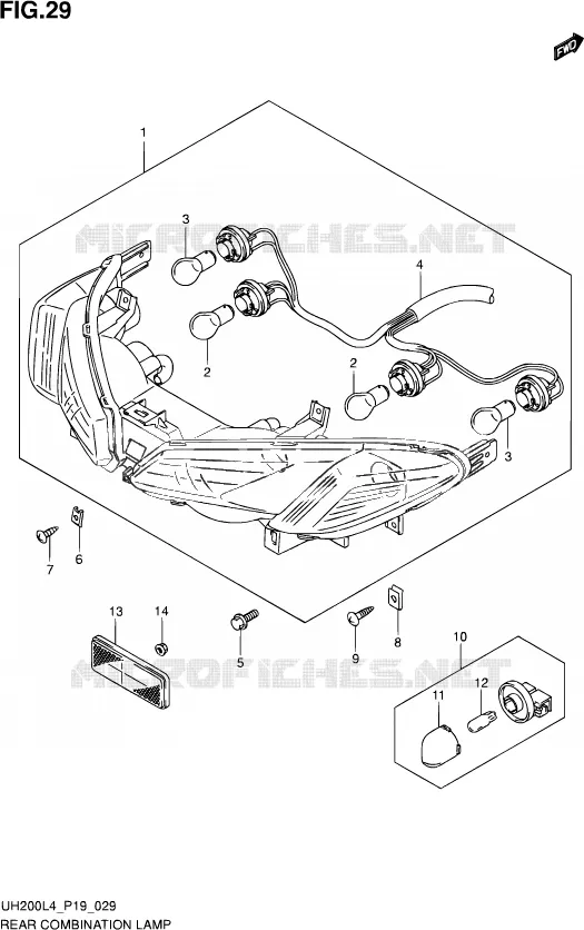 ENSEMBLE FEU ARRIERE Suzuki SCOOTER 200 BURGMAN 2014  UH200 L4 (P19)